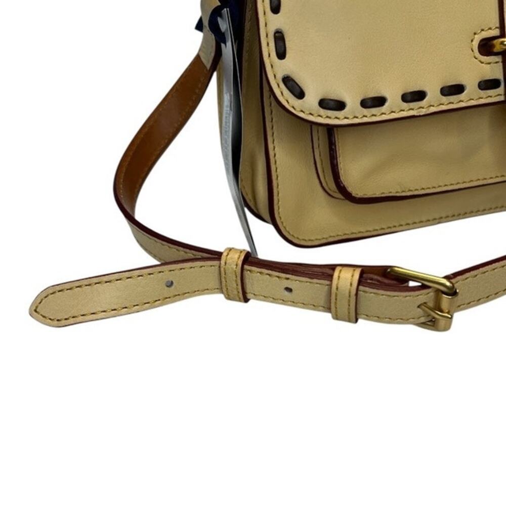 Dooney & Bourke cream binocular bag w/brown leather stitching, red interior - Picture 11 of 16